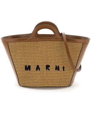 Marni Leather Blend Tropical Bag - Brown