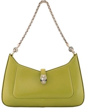 BVLGARI Small Serpenti Baia Leather Shoulder Bag - Green