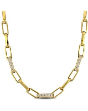 Amour 1 3/5 Ct Tgw Cubic Zirconia Paper Clip Neckace - Metallic
