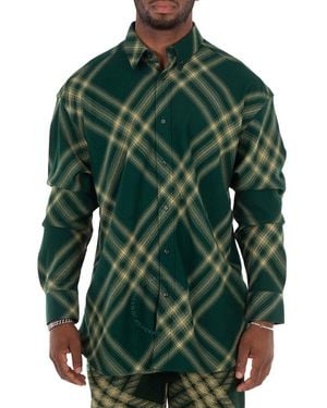 24AW new/Burberry チェックウールシャツ Shirt Green Burberry check wool shirt in multicoloured - Burberry