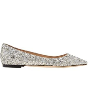 Jimmy Choo Romy Coarse Glitter Flats - Metallic