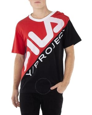 Y. Project Y/Project Fila Clip Shoulder Cotton T-Shirt - Red