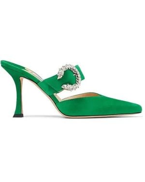 Jimmy Choo Marta 70 Suede Heeled Mules, Brand Size 34 Us - Green