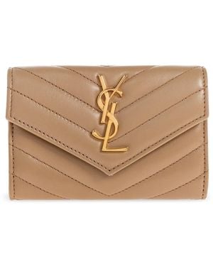 Saint Laurent Cassandre Matelasse Small Envelope Wallet - Natural