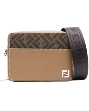 Fendi Ff Pattern Print Camera Case - Natural