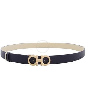 Ferragamo Gancini Reversible Leather Belt - Blue