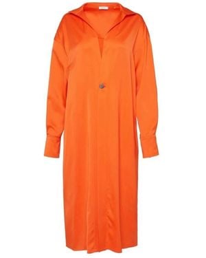 Ferragamo Stretch Viscose Minimalist Long Overcoat, Brand Size 40 Us - Orange