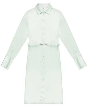 Bally Long-Sleeved Silk Shirt Dress, Brand Size 42 Us - White