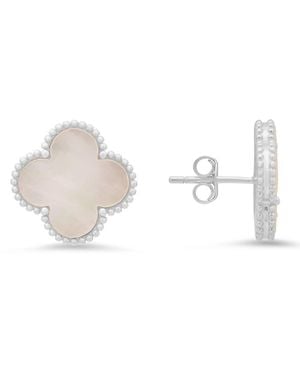 Kylie Harper Sterling Mother Of Pearl Clover Earrings - White