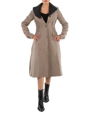 JW Anderson Ladies Clay Check-Print A-Line Coat, Brand Size 8 (Us - Brown