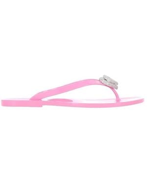 Mach & Mach Double Heart Rubber Thong Flip Flops, Brand Size 36 Us - Pink