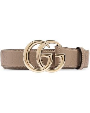 Gucci Gg Marmont Thin Belt - Brown