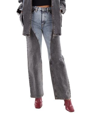 ROTATE BIRGER CHRISTENSEN Ladies Medium Denim Straight Patchwork Jeans, Waist - Blue