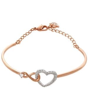Swarovski Mixed Metal Finish Infinity Heart Adjustable Bangle - Metallic