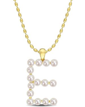 Amour 3.5-4Mm Freshwater Cultured Pearl Initial Pendant With Chain - Metallic