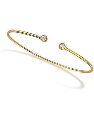 Haus of Brilliance 10K Plated Sterling Lab Grown Diamond Accent Bezel Cuff Bangle Bracelet - Metallic
