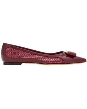 Ferragamo Zea Mesh Ballet Flats - Red