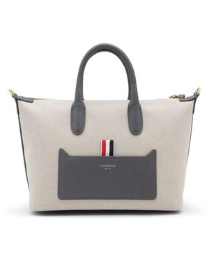 Thom Browne Sand Canvas Duffle Small Handbag - Multicolour