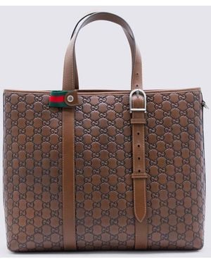 Gucci Shopping Gg Emblem Big Tote - Brown