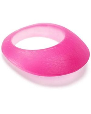 Saint Laurent Ladies Ice Effect Fush Resin Ring - Pink