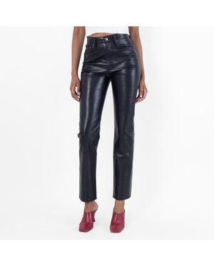 Agolde 90's Pinch Waist Long Leather Trousers - Blue