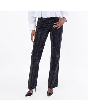 Ferragamo Crystal Embellished Pants, Brand Size 42 Us - Blue