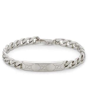 Gucci Signature Sterling Bracelet With Gg Tag - White