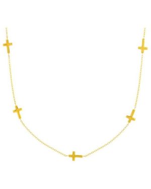 Tresorra 14K Cross Station Necklace - Metallic