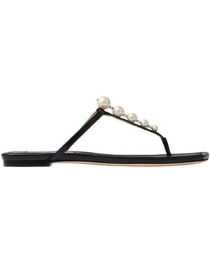 Jimmy Choo Alaina Embellished Faux Pearl Sandals, Brand Size 36 Us - Brown
