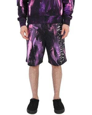 Moschino Painted Effect Print Fleece Shorts - Black