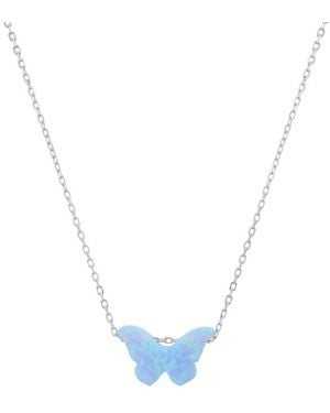 Kylie Harper Sterling Opal Butterfly Necklace - Blue