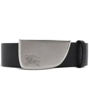 Burberry Shield Buckle Leather Belt - Grey