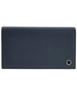 BVLGARI Urban Grain Calfskin Bifold Wallet - Blue
