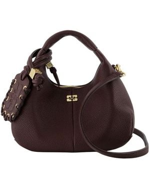 Ganni Grained Synthetic Mini Shoulder Bag - Brown