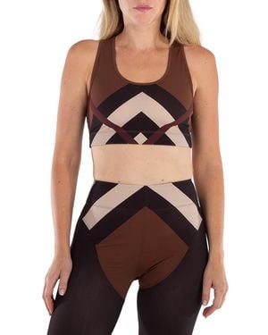 Burberry Dark Birch Immy Chevron Check Print Cropped Top - Black