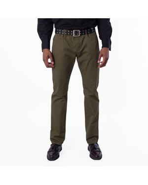 Saint Laurent Relaxed Slim Cotton Trousers, Waist - Green