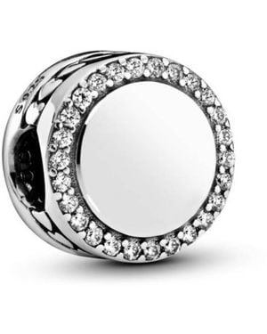 PANDORA Engravable Sparkling Button Charm - Metallic