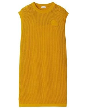 Burberry Ekd-Embroidered Cotton Mesh Dress - Yellow