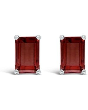 Haus of Brilliance 14K 6X4Mm Emerald Shaped Garnet Solitaire Stud Earrings - Red