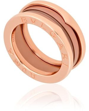 BVLGARI B.Zero1 18K Rose And Cermet 2-Band Ring, Brand - White