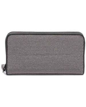 Brunello Cucinelli Ruthenium Leather Zip Wallet - Gray