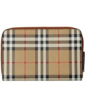 Burberry Check Zip Travel Wallet - Brown