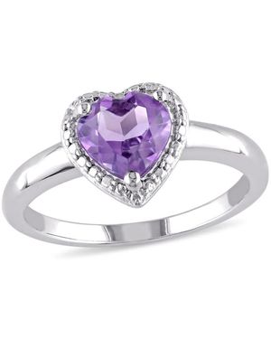 Amour Amethyst Heart Halo Ring - Purple