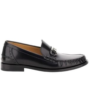 Fendi O'Lock Leather Loafers, Brand Size 7 (Us - Black