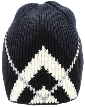 Burberry Dark Charcoal Blue Chevron Knit Beanie