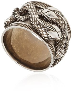 Roberto Cavalli Interlocking Snake Ring - Metallic