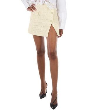 Self-Portrait Belted Boucle Miniskirt, Brand Size 12 (Us - White