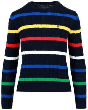 Polo Ralph Lauren Striped Cable-Knit Cotton Jumper - Blue