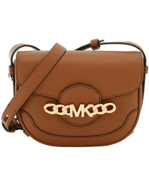 Michael Kors Ladies Hally Extra-Small Embellished Leather Crossbody Bag - Brown