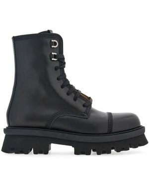 Ferragamo Faraway Chunky Combat Boots - Black